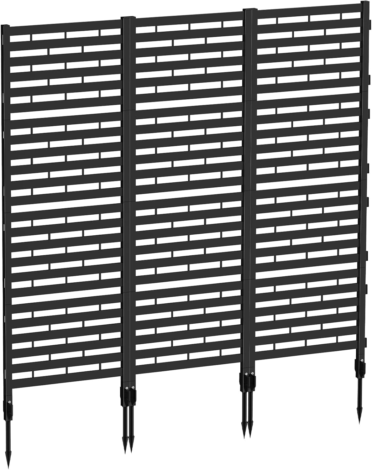 Garden Fence Animal Barrier 12 Pack No Dig Plastic Fence Panels Privacy Fence Screen Air Conditioner Fence Dog Fencing Outdoor for Yard Patio Garden Beds Black