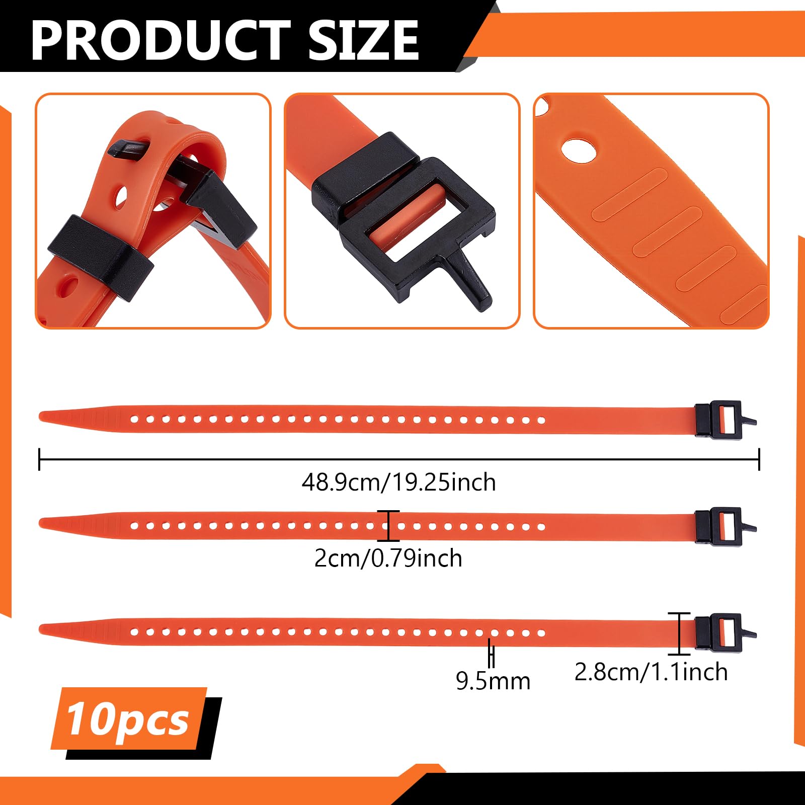 Peacoblue 10er-Pack Wiederverwendbare, sichere Spanngurte – Hochleistungs-Gummibänder zur Ausrüstungsorganisation, 25" elastische Befestigungsriemen für Camping, Fahrräder, Gartenschläuche, Kabel | 10 Stück elastische Befestigungsriemen 63cm, Für Camping,