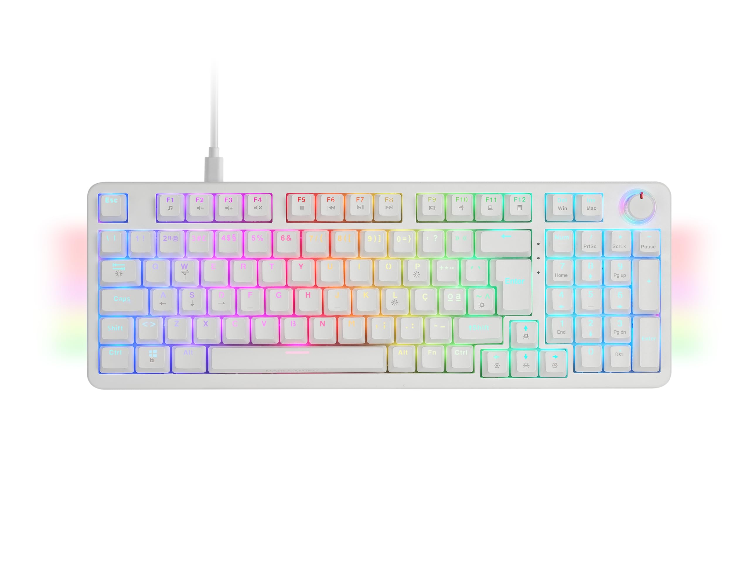 Mars Gaming MKPRO, Portugués, Teclado Mecánico Gaming Completo, RGB Chroma, Switches Hot-Swap Mecánicos, Antighosting, Rueda de Control, Software, Multiplataforma, Switch Silent, Blanco