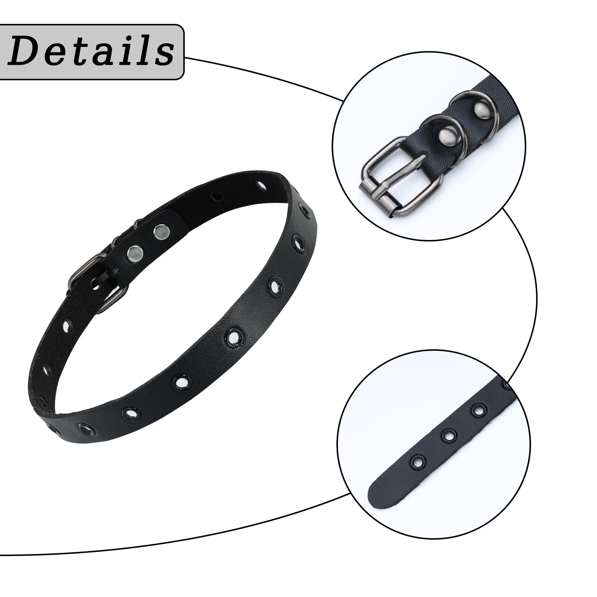 Manfnee Cool Punk Gothic Collar for Women and Men Black PU Leather Vingate Necklace Adjustable: B2