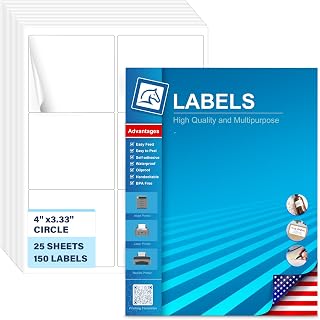 4" x 3.33" Shipping Labels - 150 Adhesive Address Labels for Laser/Inkjet Printer, Barcode, Mailing, Product, Shipping Boxes, Packaging Labels, Customizable Label Stickers (25 Sheets)