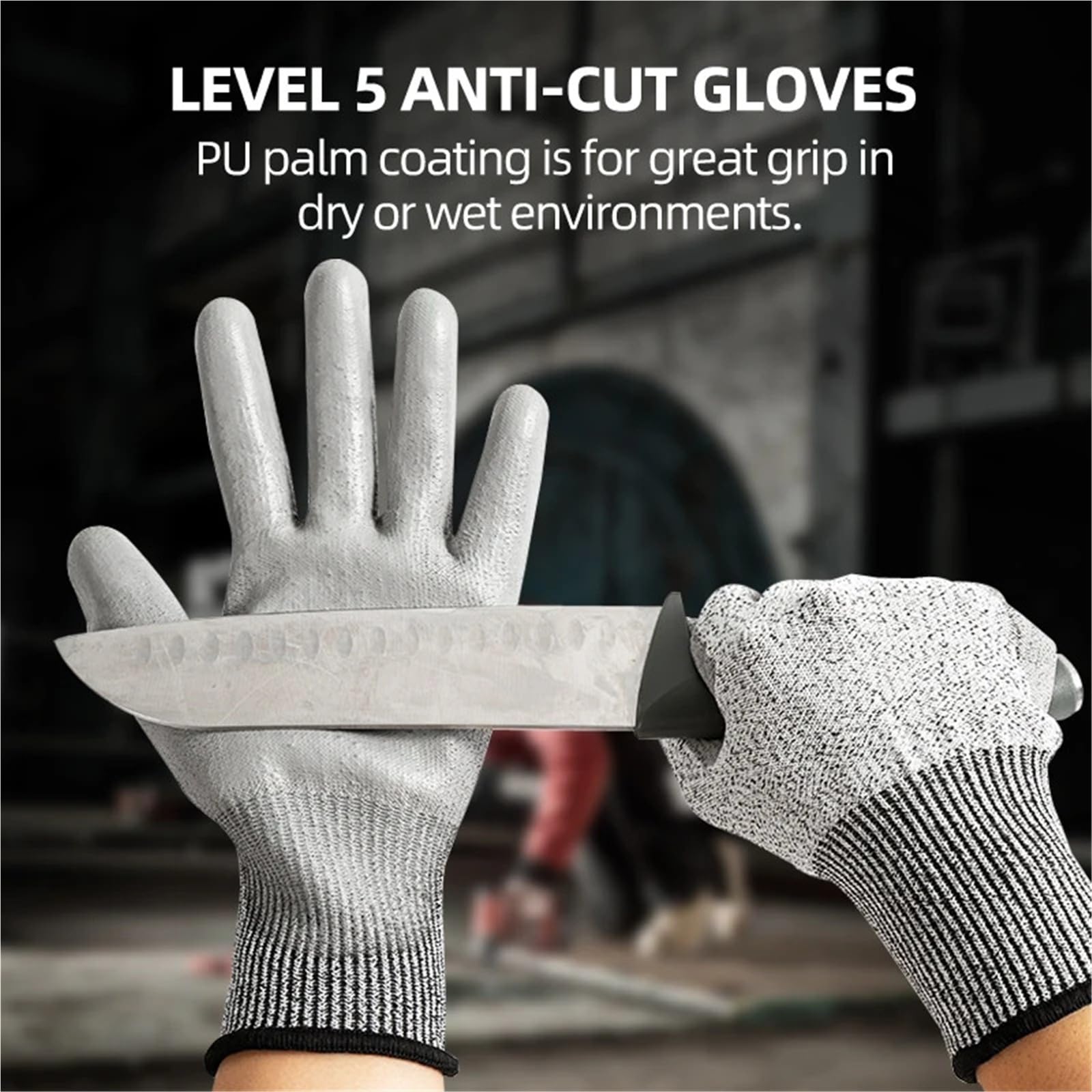 Genérico Compatible con 12 pares de guantes de trabajo resistentes a cortes de nivel 5, guantes antideslizantes con revestimiento de palma de HPPE y PU(XL)