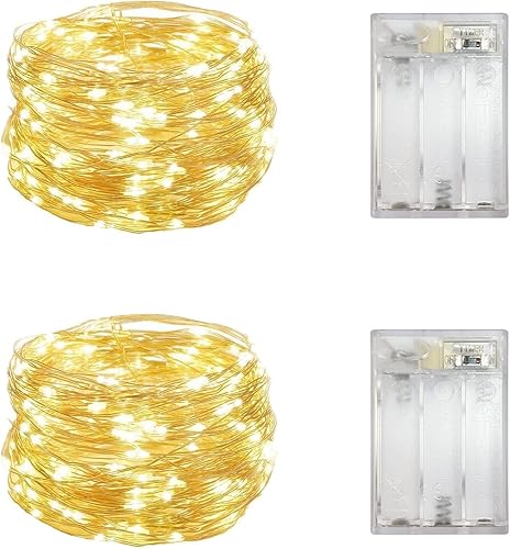 Miniatura 1 de Paquete de 2 mini luces LED que funcionan con pilas, luces de hadas para interiores con temporizador de 6 horas de encendido y 18 horas de apagado