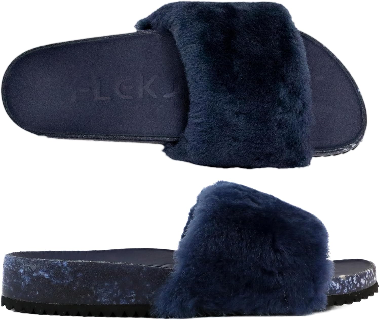 Fleks San Ysidro Women's Shearling Slides, Platform Sandals with Arch Support, Comfort Footwear, Natural Sheepskin Upper