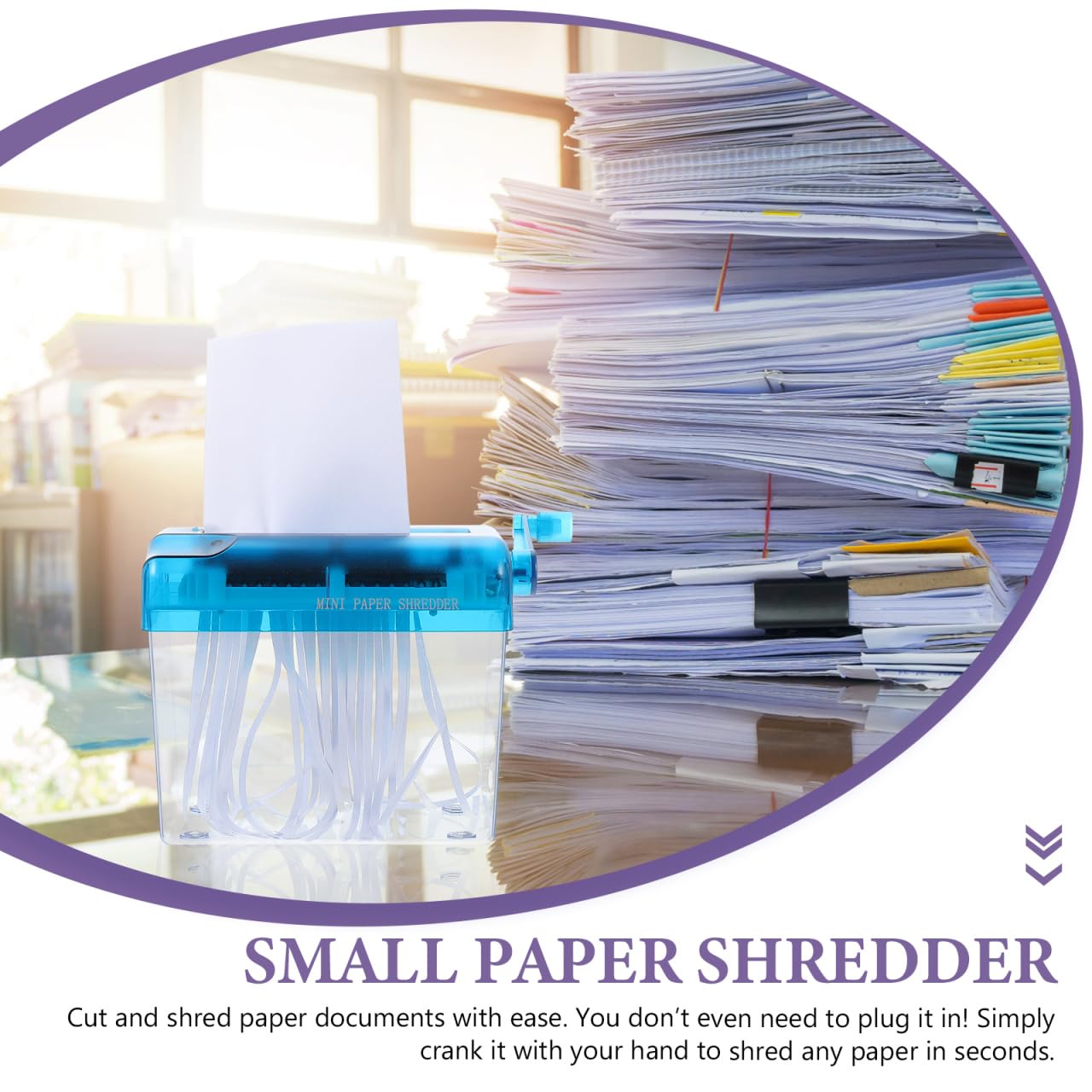 Angoily Broyeur Papier Manuel Portable Déchiqueteuse De Papier Manuelle pour Bureau Mini Shredder pour Documents Confidentiels Accessoire De Bureau Pratique pour Maison École Entreprise