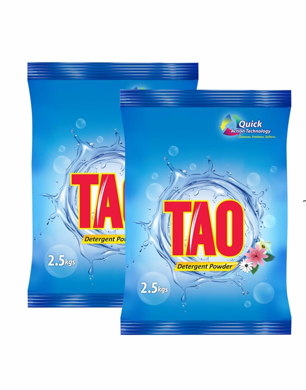TAO Detergent Powder with Quick Action Technology Suitable for Bucket & Machine Wash 2.5Kgx2