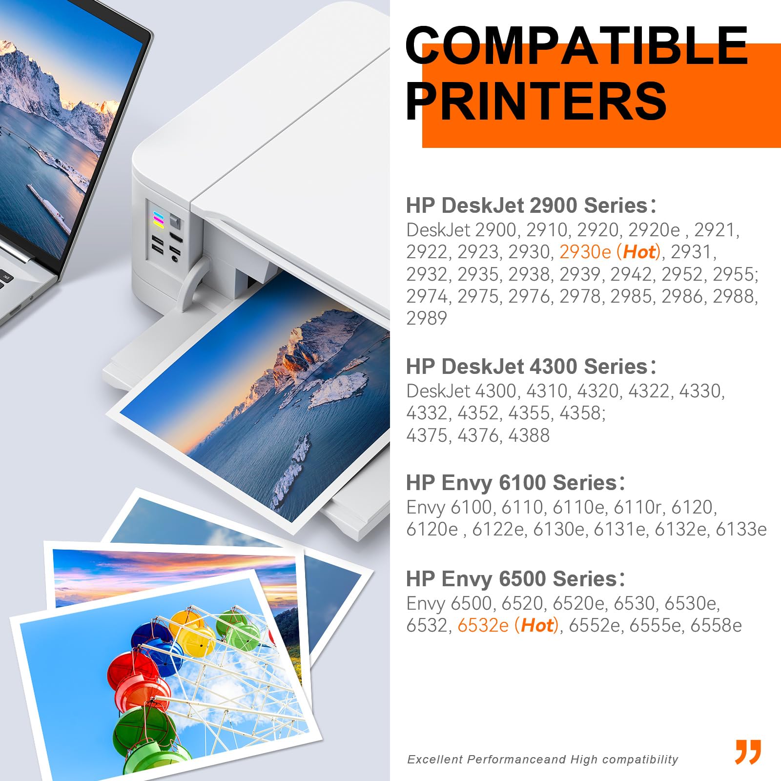 308 XL Cartouches d'impression, 308XL Cartouches Noire et Couleur Compatibles avec Originales HP 308 Cartouches d’Encre pour HP DeskJet 2900 4300 Envy 6110e 6120e 6122e 6130e 6520e 6530e 6532e 7220e