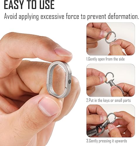 Miniatura 4 de KeyUnity KA31SW Mini Llavero dividido organizador de llaves de liberación rápida, cuchillo plegable de titanio KK01CBBP y llavero mosquetón de