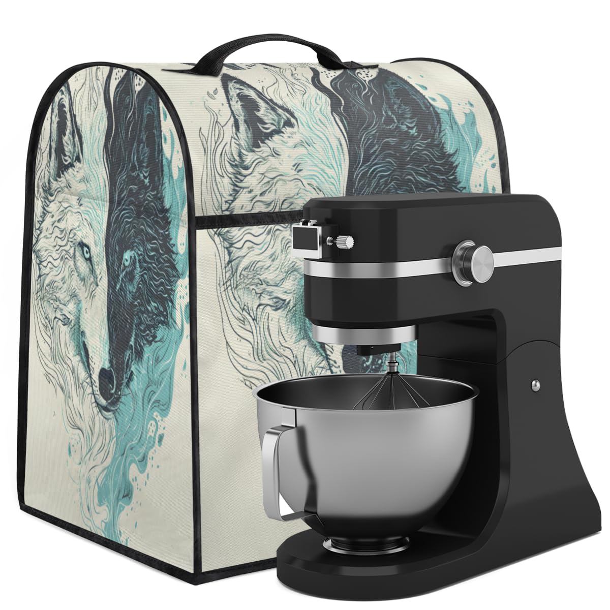 Coffee Maker Cover Bohemian Wolf Pattern Kitchen Appliance Covers Small Appliance Covers Blender Cover Juicer Cover Dust Covers for Kitchen Appliances with Top Handle and Pockets,Washable,B840