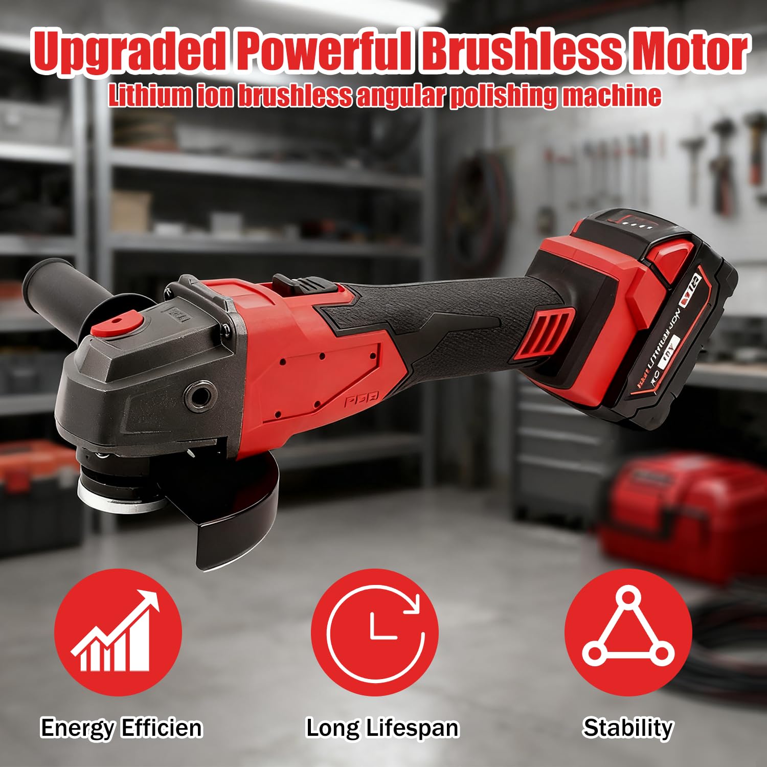 Amoladora angular con batería compatible con Milwaukee de 18 V, fresadora angular de 125 mm, herramienta de afilado sin escobillas, 800 W, 12000 rpm, amoladora angular con 6 discos para cortar, lijar