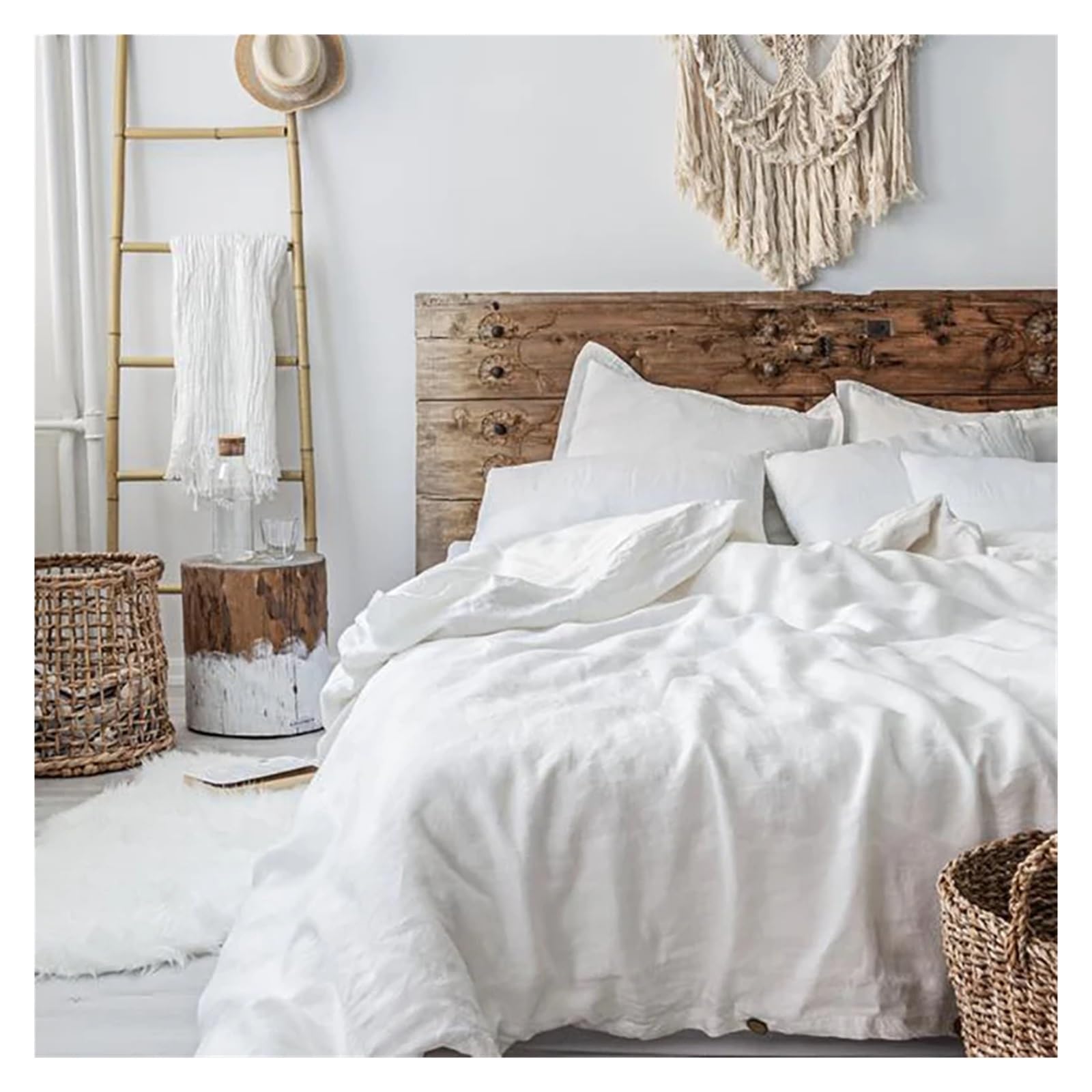 Bettwäsche-Set Aus 100 % Leinen – King Size, 3-teilig, Atmungsaktiv, Hellgrau