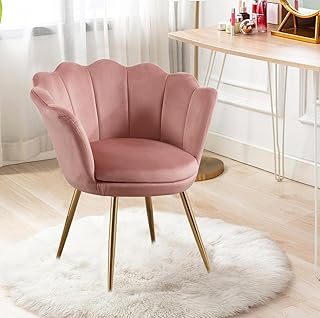 chairus Velvet Accent Chair, Upholstered Vanity Chair with Shell Back & ...