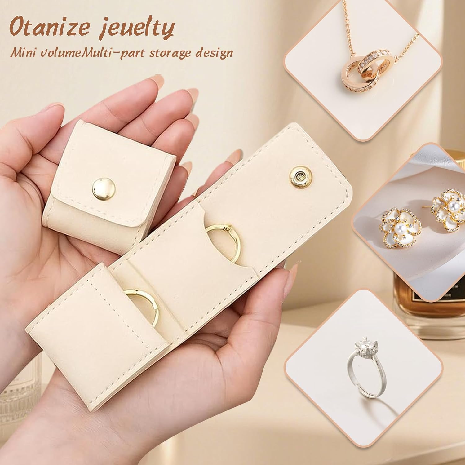 3Pcs Mini Travel Jewelry Bag Travel Jewelry Roll Bag with Buckle Portable Foldable Travel Jewelry Organizer Case, Small Jewelry Box for Necklaces, Rings, Earrings