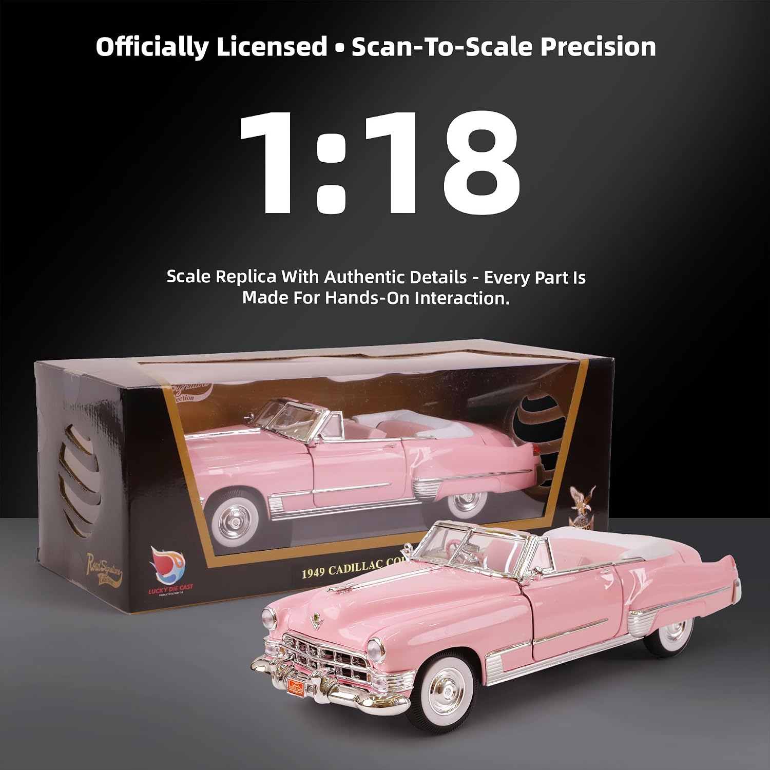 1949 Cadillac Elvis 1/18 Scale Die-Cast Metal Model Car with Opening Doors & Display Case - Premium Classic Vintage Collectible Car for Men and Teens image 4