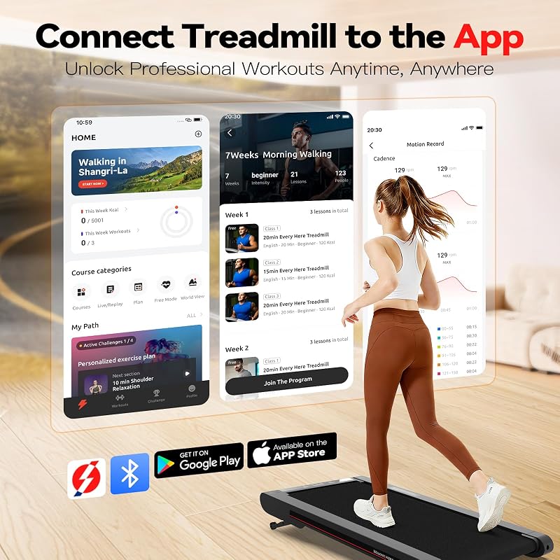 Sperax Walking Treadmill Pad with APP, 3 in 1 Under Desk Treadmill, 400W Low Noise Walking Vibration Pad with Remote Control,Portable Treadmills for Home Office image 2