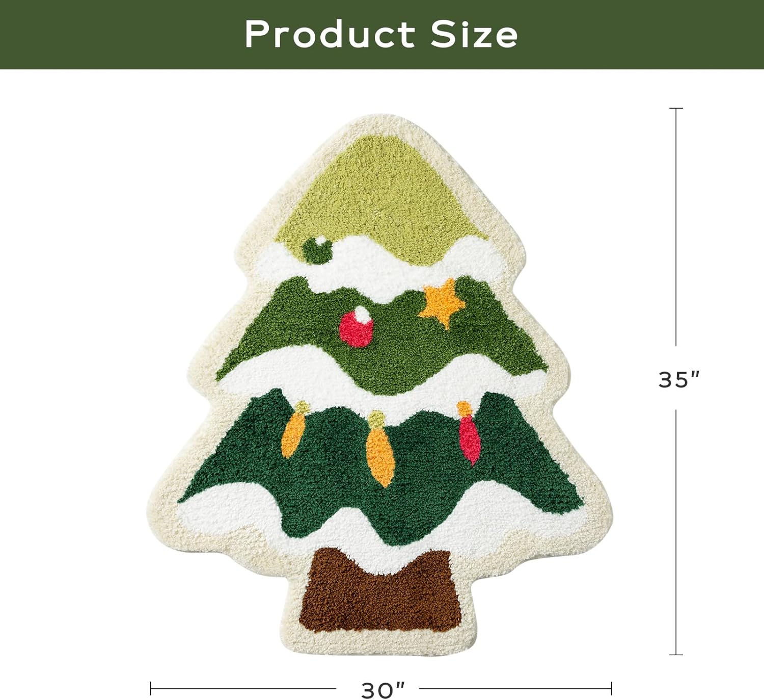 Ashler Christmas Tree Bathroom Rugs, Tree Decor Area Rugs, Lovely Bath Mat, Tree Shaped Mats, Machine Washable Rug for Bathroom, Front Door, Living Room, 30x35IN