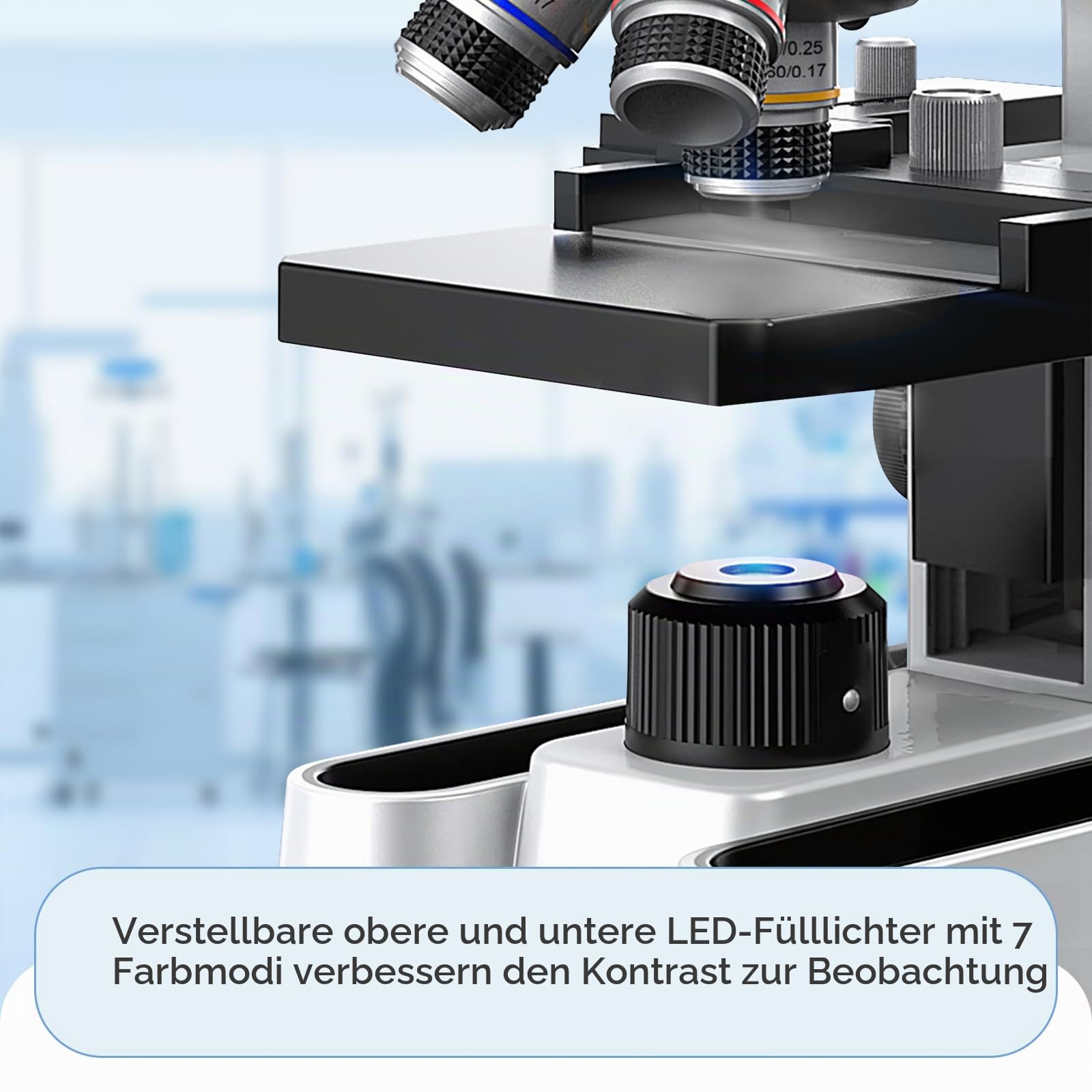 Binokular Mikroskop für Erwachsene, 40X-1600X Vergrößerung | mit dualer LED-Beleuchtung, Biologisches Bildungsmikroskop mit Vollständigem Starter Kit mit 25+ Zubehörteilen