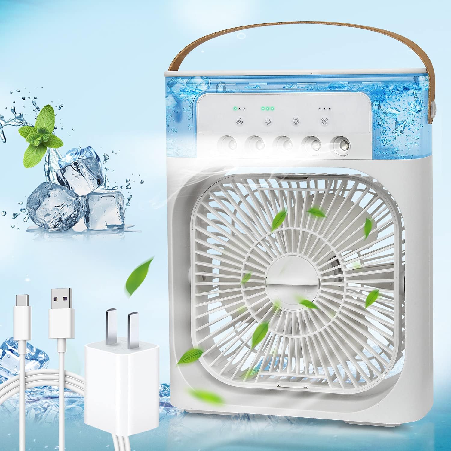 Air Conditioner Portable Cooling Fan, Mini Air Cooler, Portable Personal Mobile Cooler, Humidifier, 3 Speed Misting Fan USB Cooler Personal Fan, Strong Airflow Quiet Operation (B0D57FTQCZ) Amazon Price History, Amazon Price Tracker