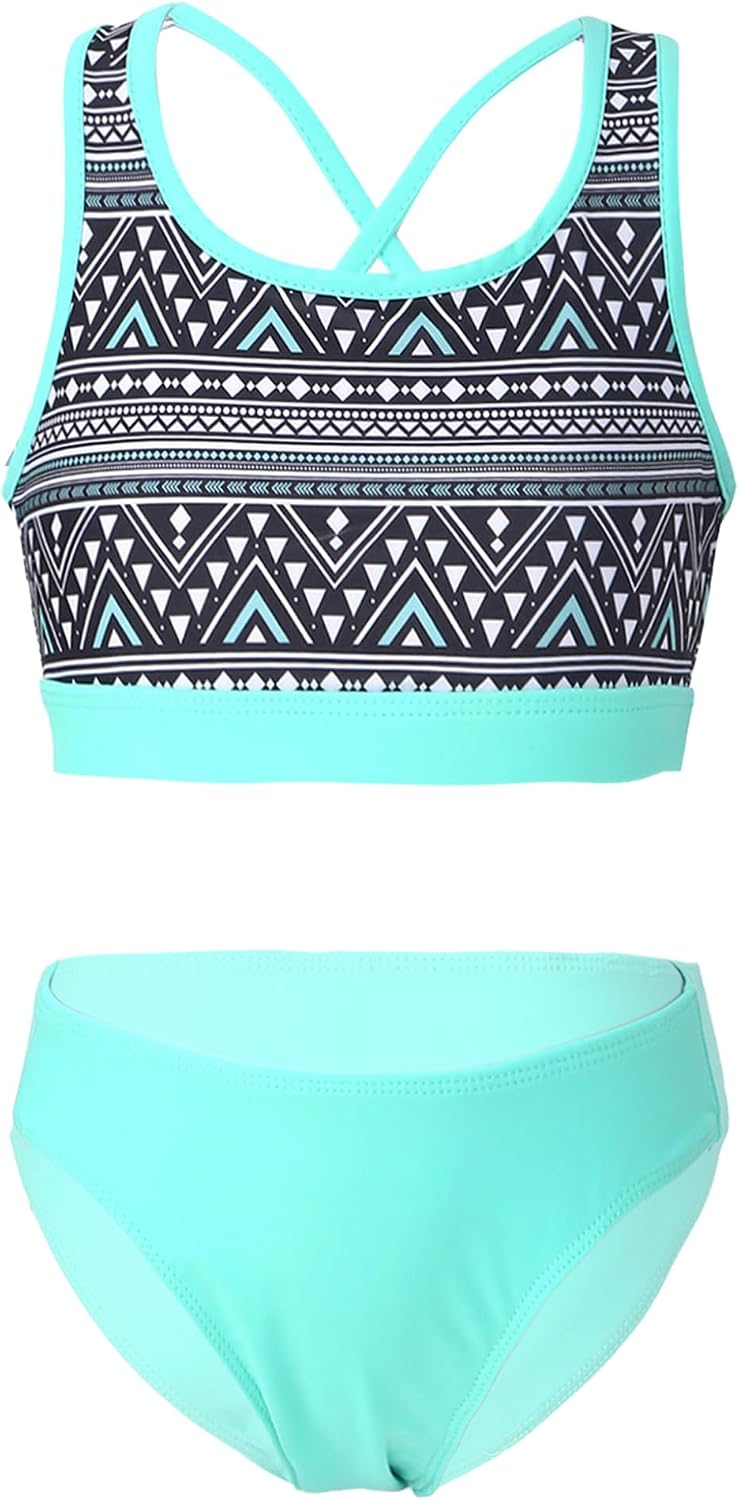 Kaerm Girls Quick Dry Rash Guard Sets with Bikini Bottoms Swimwear Beach Sport Tankini
