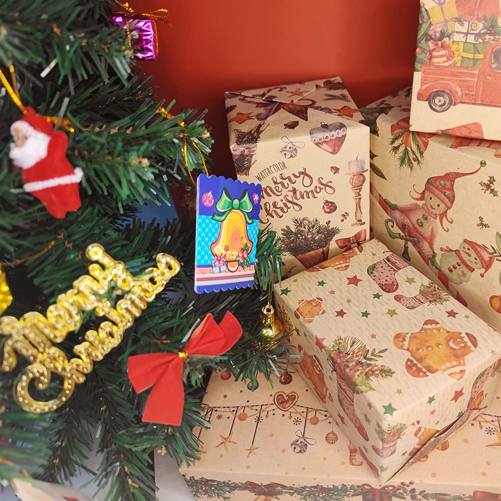 6 Feuilles Kraft Papier Cadeau De Noël,70x50 Cm Pliable Papier D