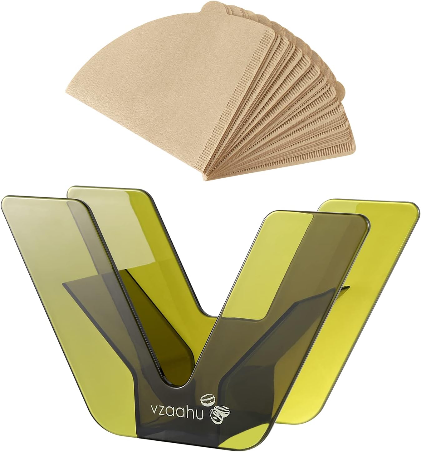 vzaahu Coffee Filter Holder Green Case Set with 100PCS V60