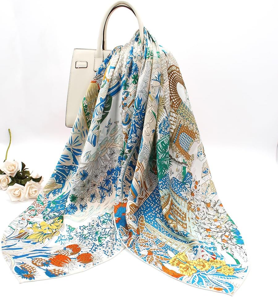 ANDANTINO 100% Silk Scarf 43" Large Square Lightweight Headscarf& Shawl–Women Hair Wraps-With Gift Packed - Image 2