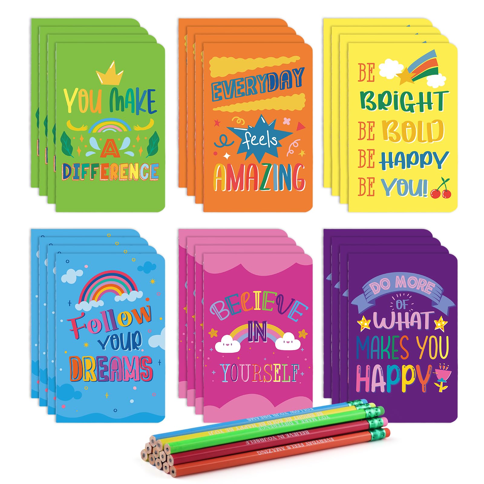 Yoosso 24 Sets A6 Notebooks Bulk, School Leavers Gifts for Students from Teachers, Mini Notebook for Party Bags, End of Year Class Gifts for 30 Children, Birthday Party Bags