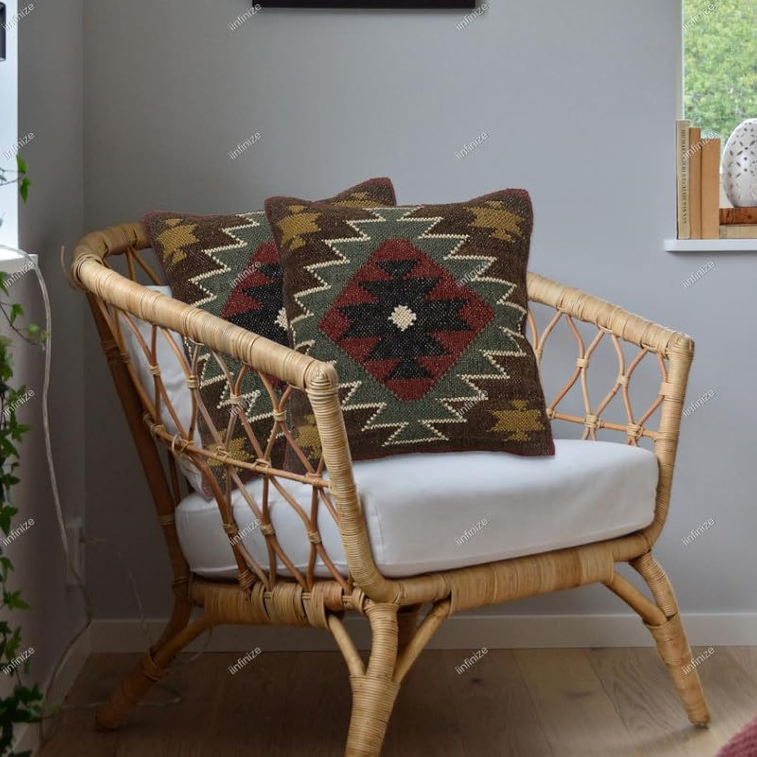 Housses de coussin en laine de jute tissées main, qualité premium style indien 45x45