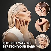 Vista 5 de BodyJ4You kit de 37 piezas de diferente calibre para dilatar perforaciones de oreja, aceite de jojoba, 14G-00G, acero quirúrgico Negro