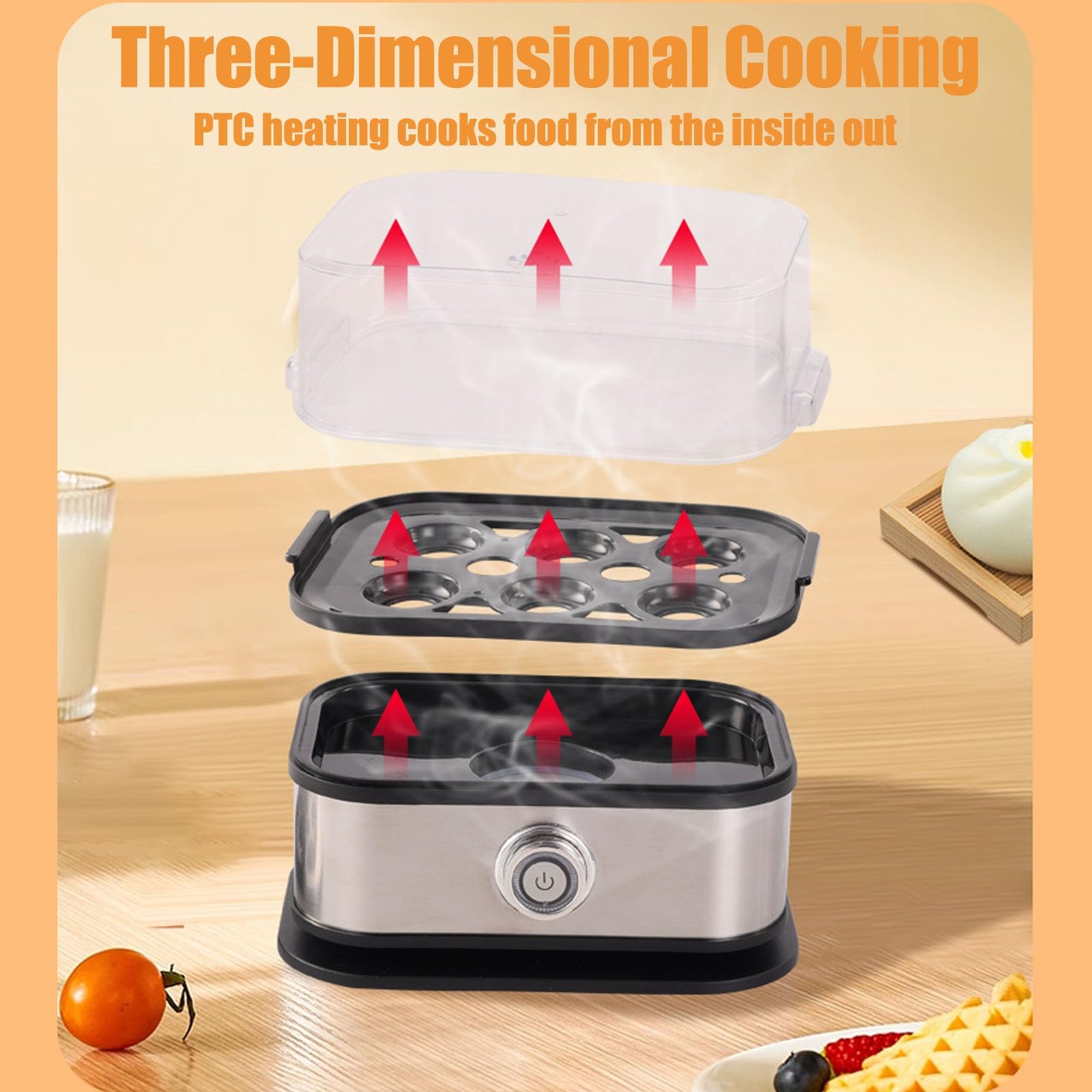 Cuociuova Intelligente Halreactody Con Spegnimento Automatico, Funzione Di Spegnimento Automatico Tramite Manopola, Cuoce Anche Altri Alimenti A Vapore, Con Il Miglior Cuociuova In Acciaio (1pcs)