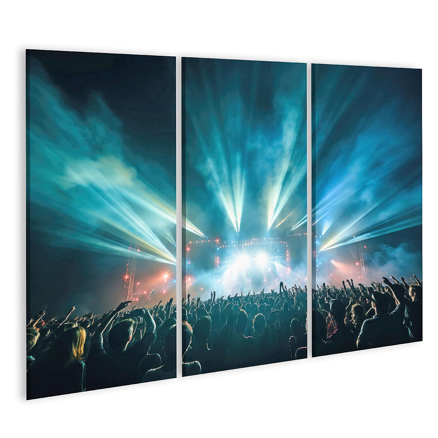 islandburner Prime Bild auf Leinwand Silhouetten Menschenmenge Konzert vor der Bühne helle Scheinwerfer Bilder Wandbilder Poster