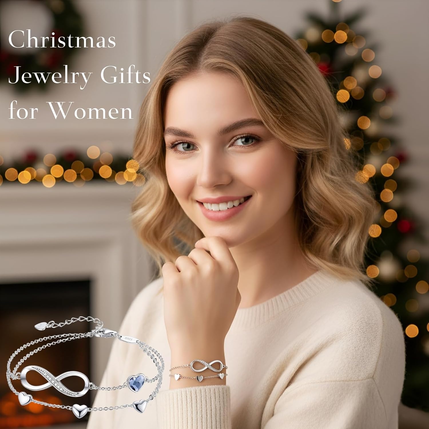 Personalized Bracelet Infinity Heart Birthstone Name Bracelet 925 Sterling Silver Adjustable Mother's Day Gift Anniversary Birthday Jewelry for Grandma Girlfriend Custom Jewelry With Name - Image 2