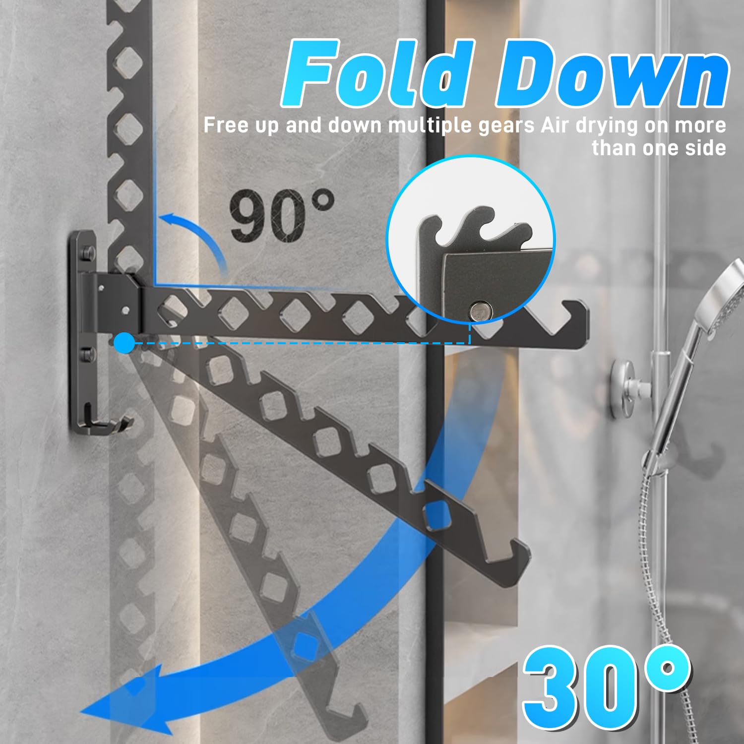 Appendiabiti Da Parete Pieghevole In Alluminio - 2 Pezzi, Con Asta 40cm, Per Lavanderia E Camera - Foto 11