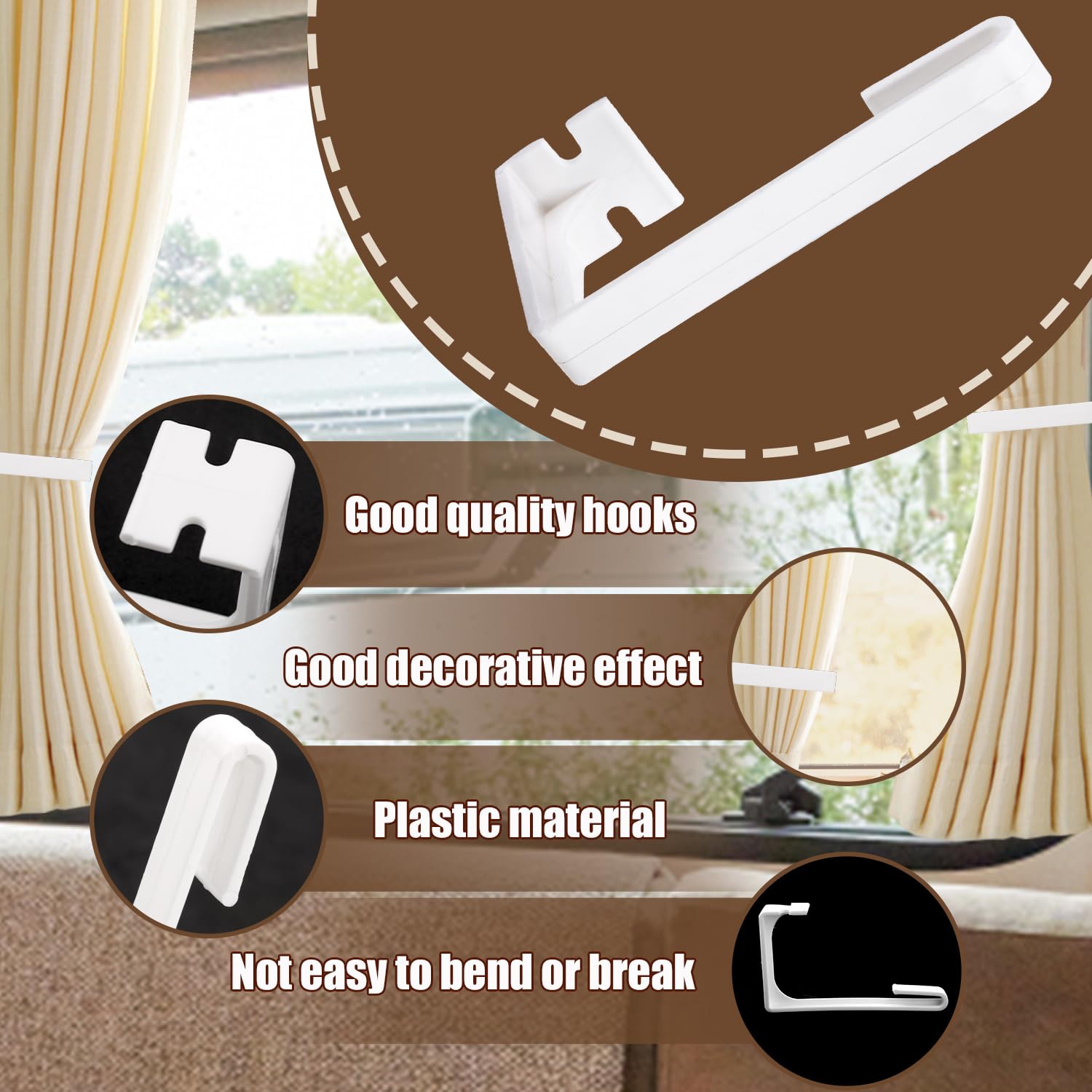 4 Pack RV Curtain Clips, Plastic Camper Curtain Track Clips with Screws  Side Curtain Hold Down RV Curtains Holder RV Accessories Hardware for  Inside RV Windows Curtain – BigaMart, image size:1500x1500