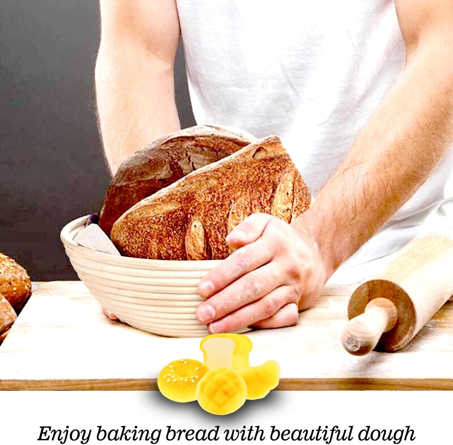 Banneton Bread Proofing Basket: 2 PCS Sourdough Proofing Basket with Liner - Round Banneton Basket for Baking - Image 7