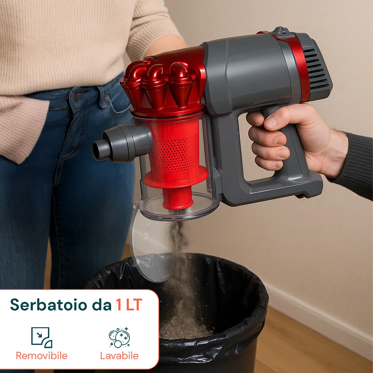 Avilia - Scopa Elettrica Ciclonica 600W con Filtro HEPA, Tubo Allungabile e Accessori per Fessure e Tessuti, Ideale per aspirare Auto e Pavimenti, Leggera e Senza Sacchetto