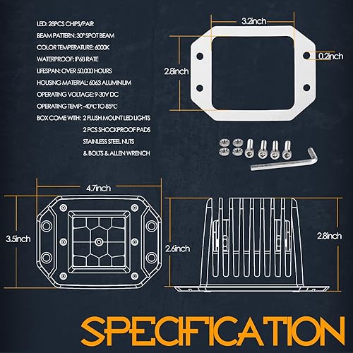 Miniatura 2 de Nirider - Cápsulas LED de montaje empotrado, 2 piezas de luces de parachoques de 84 W, luces de conducción de haz puntual de 5 pulgadas, barra de