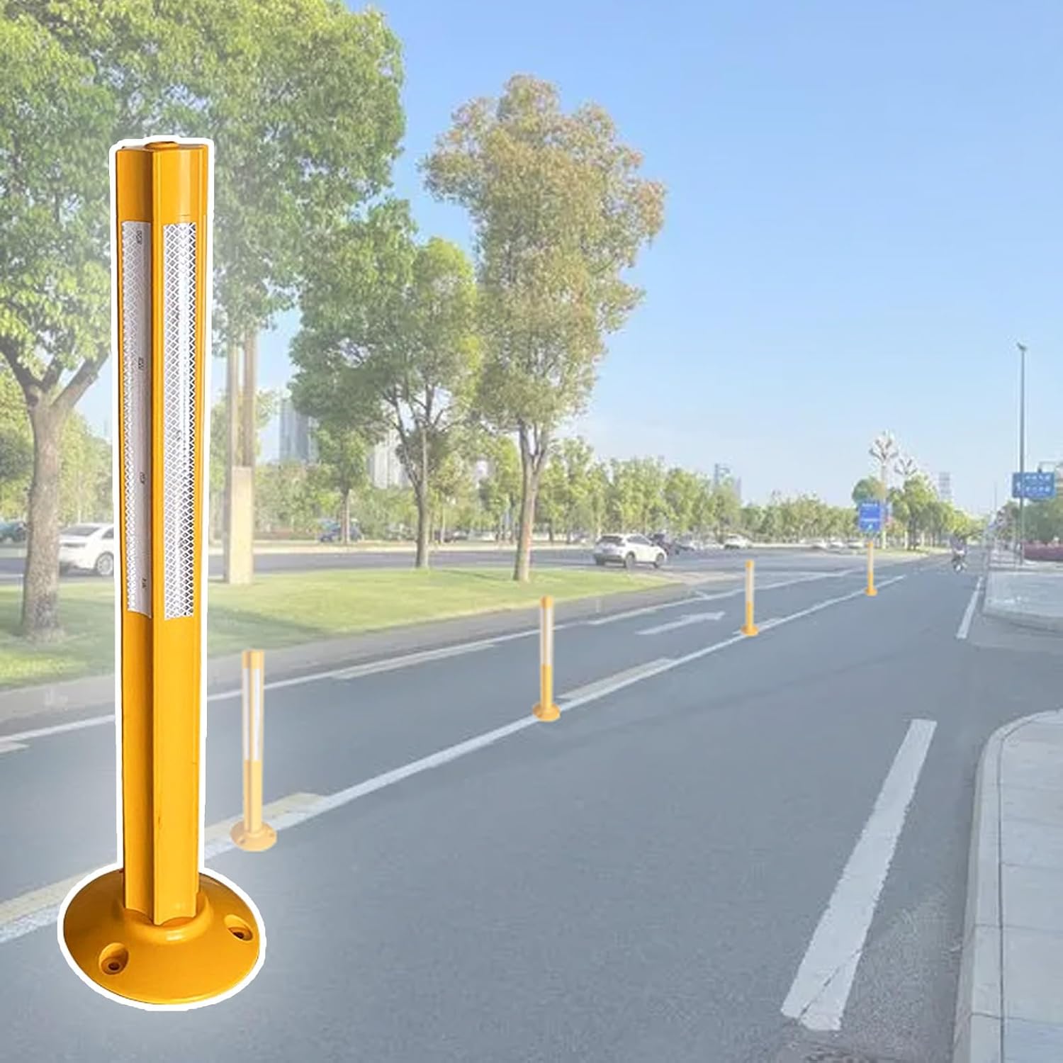 Safety Cones,Flexible Safety Bollard/Driveway Barrier,Plastic Stanchion with Removable Base,Durable Parking Post for Parking Lot/Sidewalk/Street(Style B)