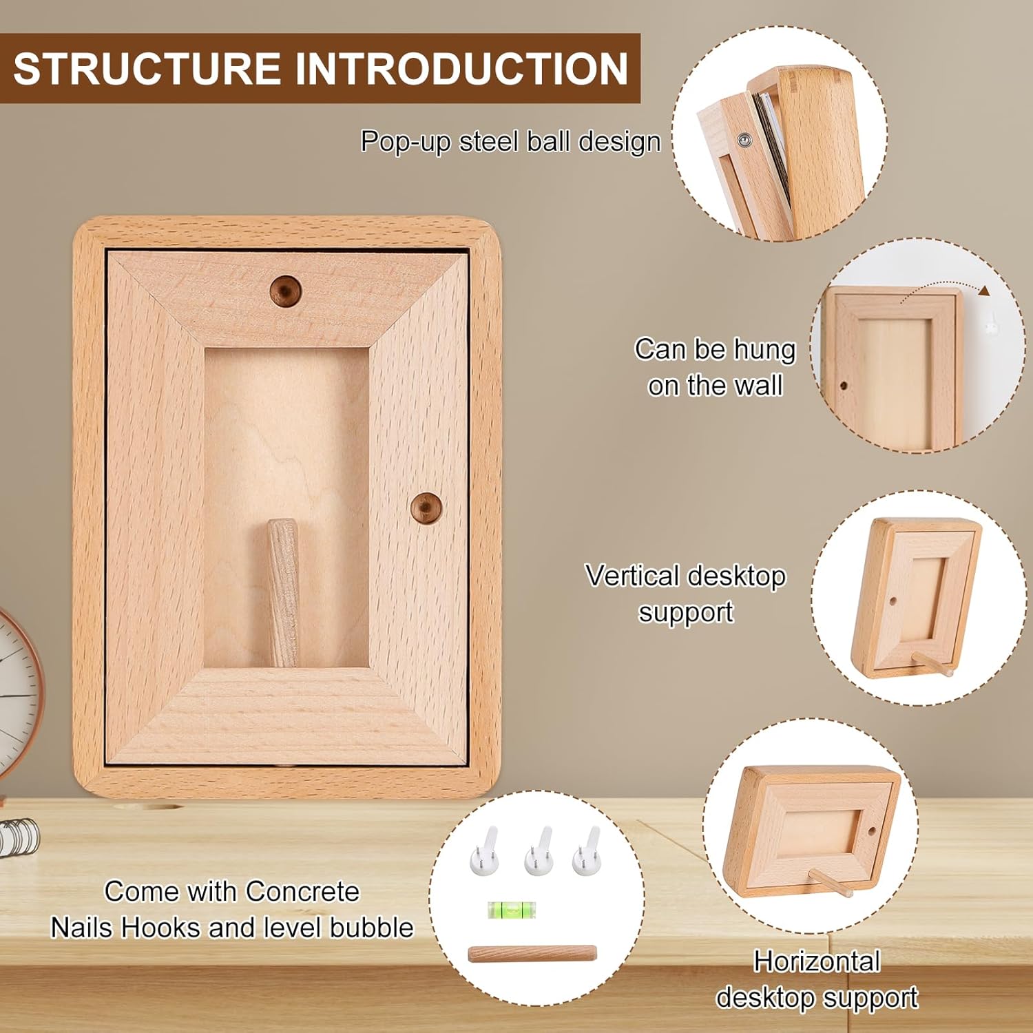 Wooden Small Photo Frame 5x3.5 inch, Smll Picture Frames Display 2x3 Inch with Mat or 3.5x5 without Mat, with High Clear Acrylic, for Landscape or Portrait Orientation, Wall-Mount & Tabletop - Image 5