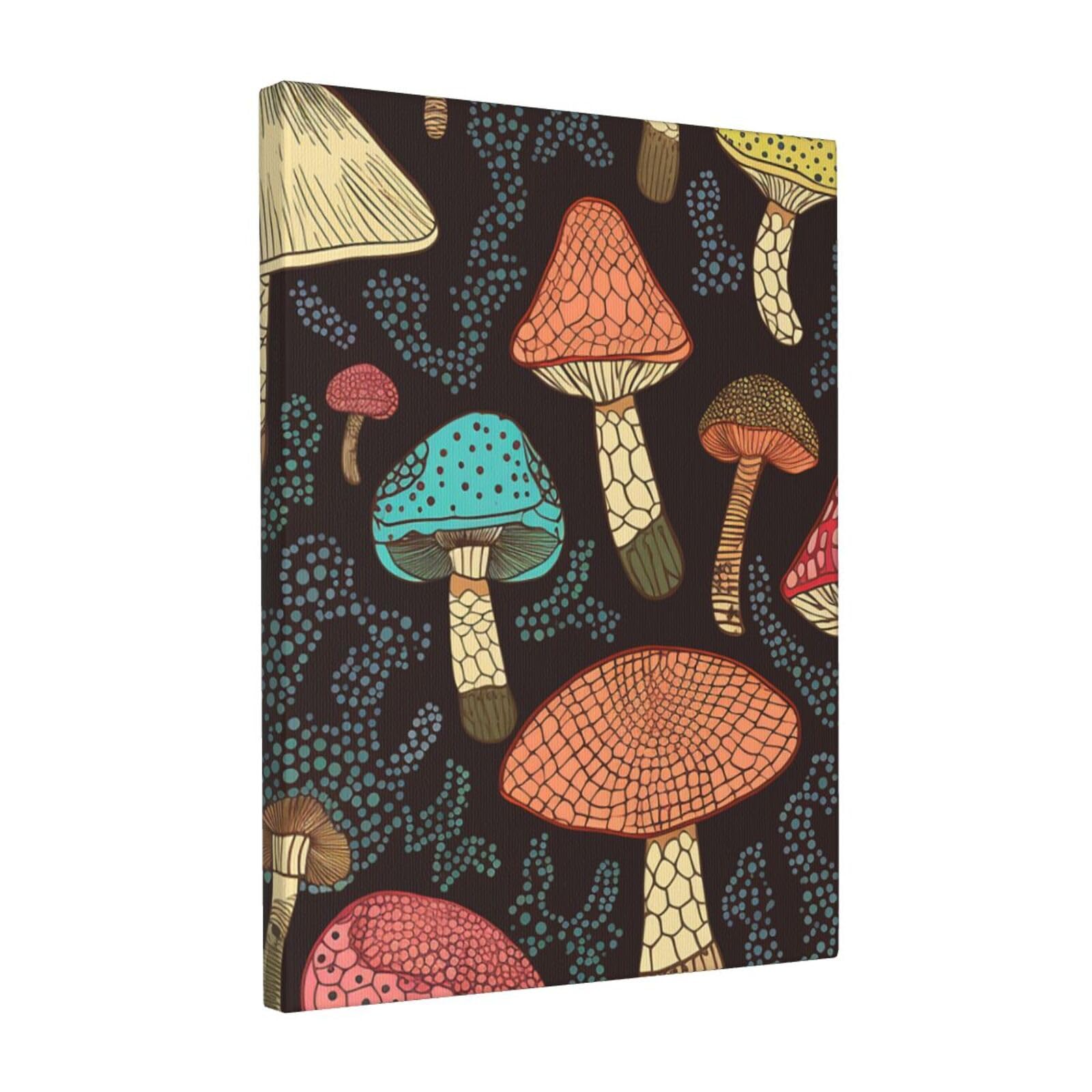 FodPand Mushroom Canvas Wall Art for Living Room Wall Decor 12"x16" Modern Artwork Painting Pictures Hanging Canvas Prints Aesthetic Wall Art for Bedroom Bathroom Office Wallart Decor