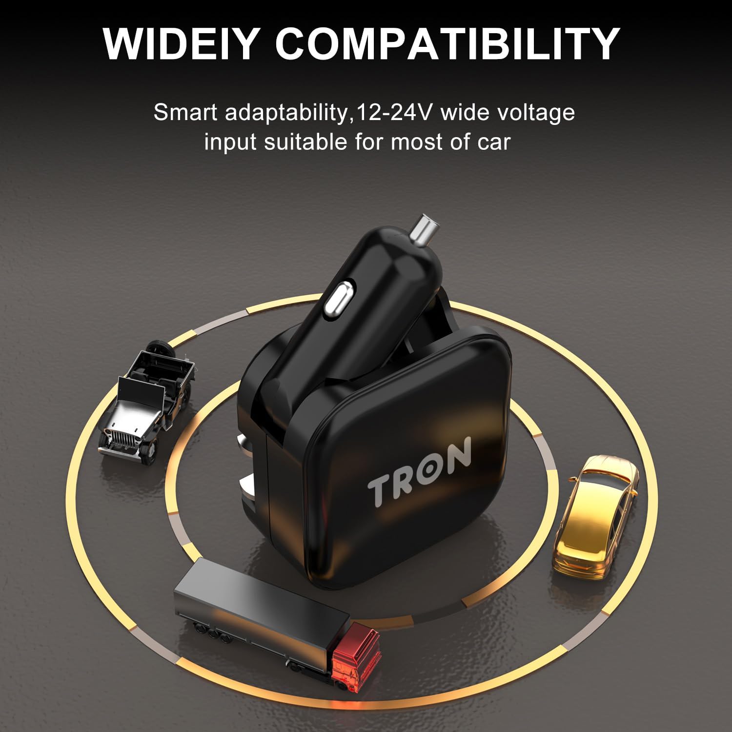 TRON Wall & Car Charger Travel Charging Station, 36W Dual USB-C & USB-A Fast Charger, Foldable for iPhone, iPad, Samsung Galaxy S22/S21, AirPods – TR17