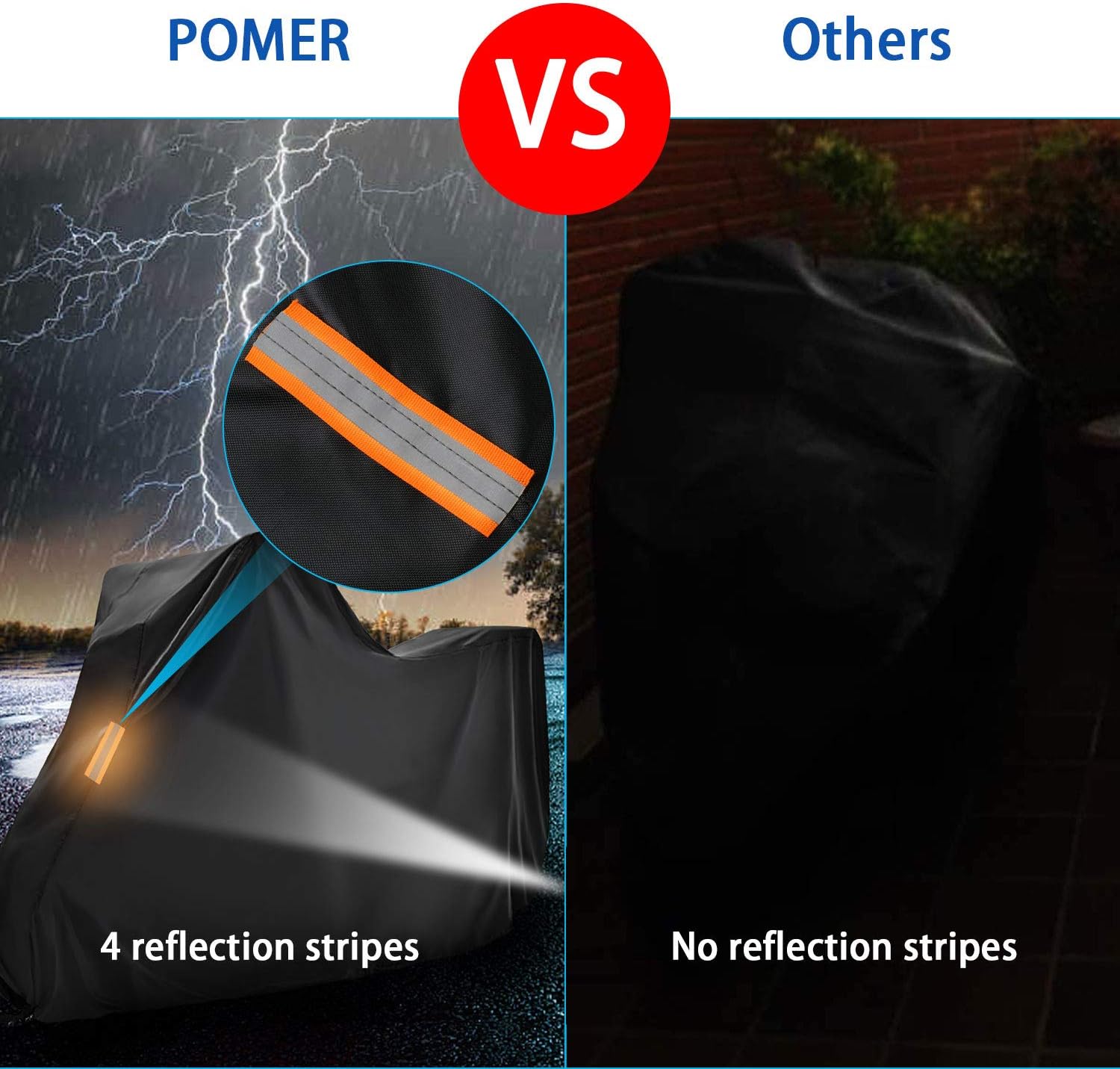 POMER Motorcycle Cover, 104inch Outdoor Moped Powersports Vehicle Cover for Motors Bike Waterproof Heavy Duty 3XL Motorcycle Scooter Cover : Automotive