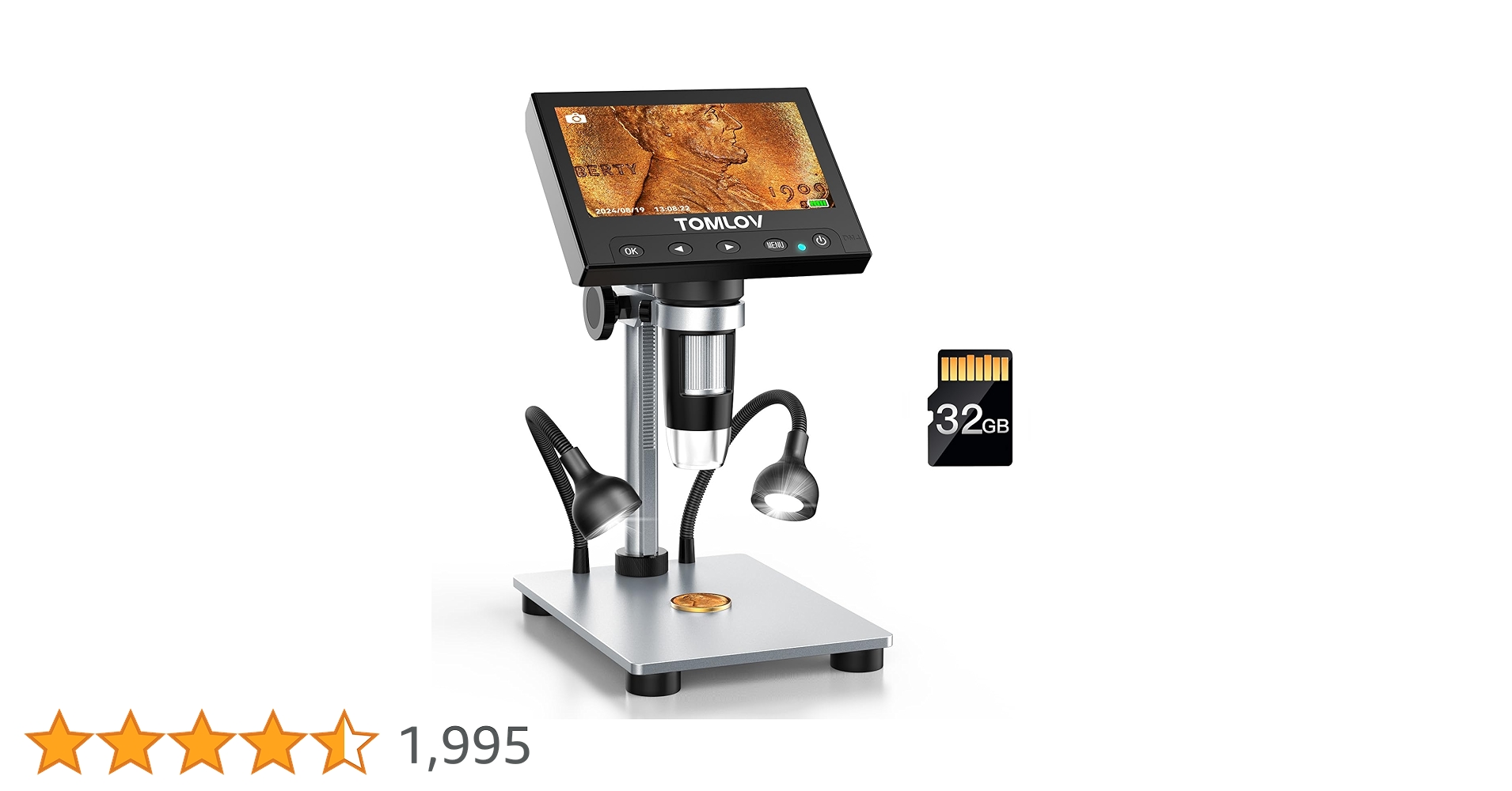 未使用　TOMLOV DM9 Pro デジタル顕微鏡 TOMLOV DM9 Pro HDMI Digital Microscope with 7'' IPS Screen