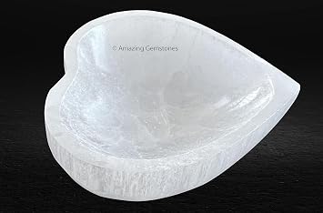 Amazing Gemstone Heart Selenite Bowl - 4 Charging Plate for Crystals & Gemstones