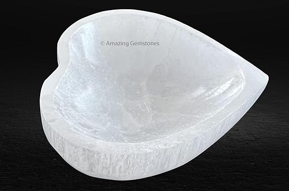 Amazing Gemstone Heart Selenite Bowl - 4 Charging Plate for Crystals & Gemstones