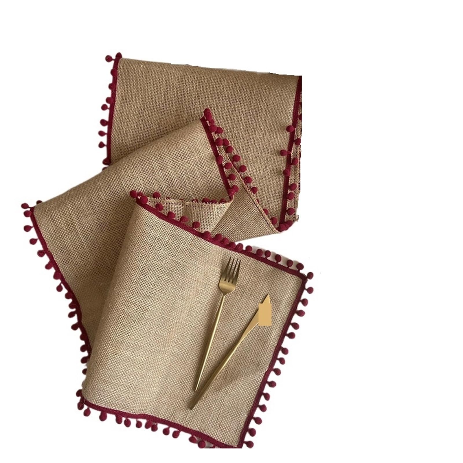 Chemin de table en jute rouge nappe lin rustique pour mariage et fete