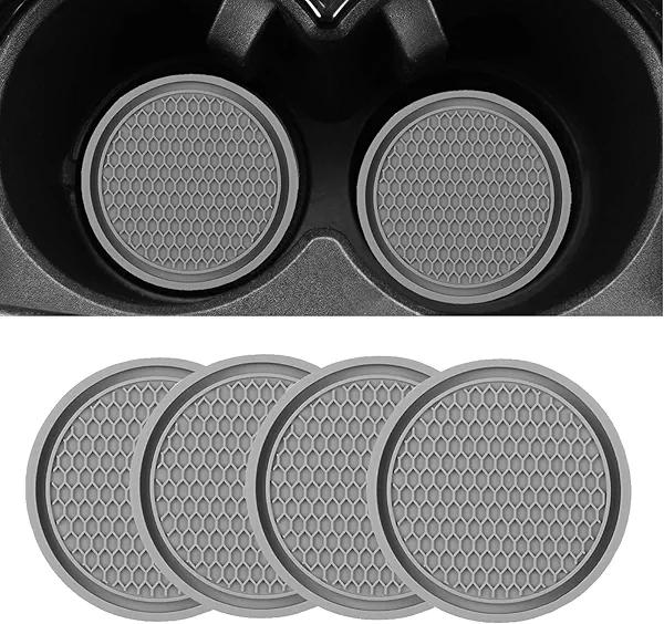 Car Cup Holder Coaster for Cup Holders 4PCSAnti-Slip Automotive Car Coaster Insert Universal Car Drink Coaster for Women Men (Grey)