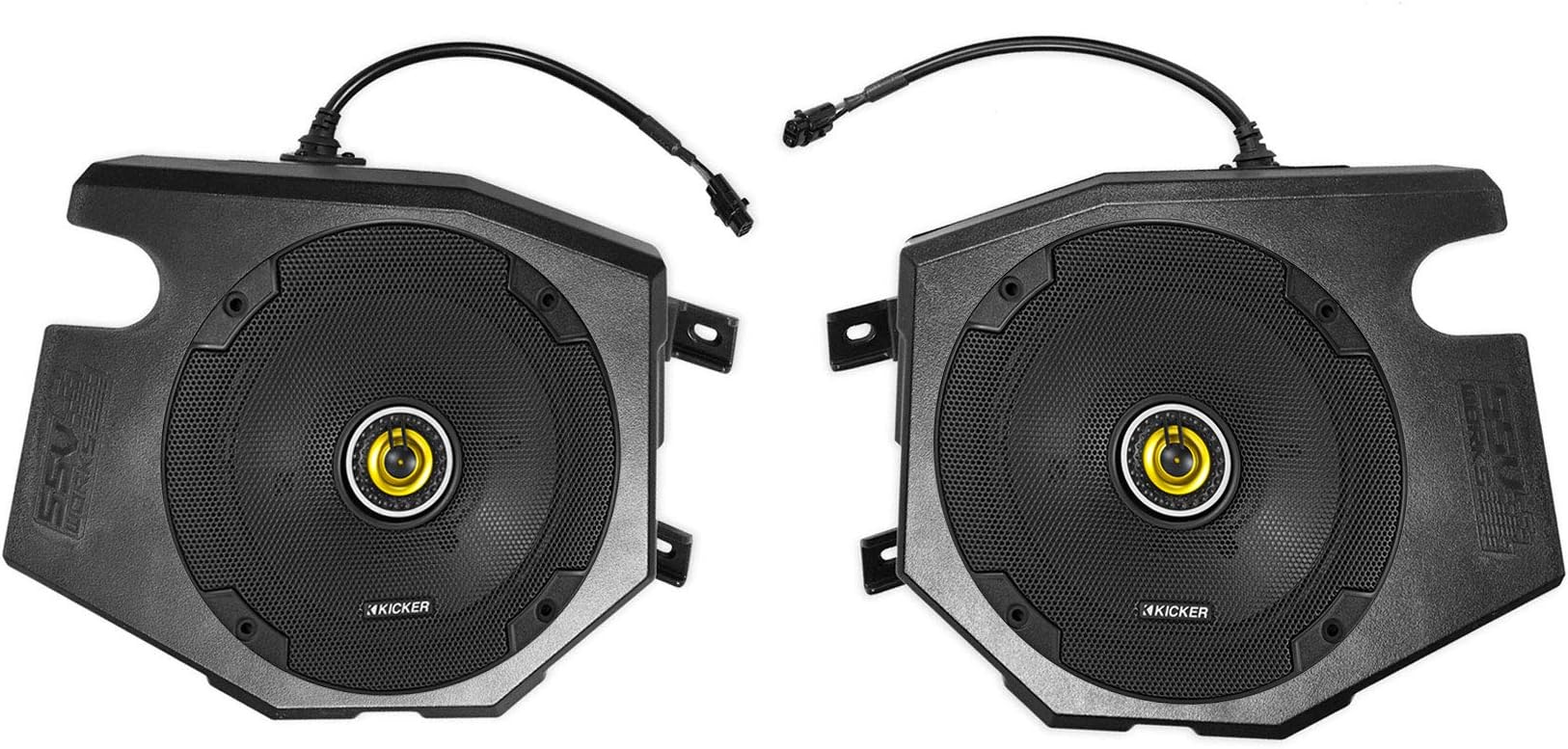 SSV Speaker Pods, Front Kick Panels Compatible with Polaris RZR 1000/900S/Turbo 2014-Current Bundle with Pair Kicker 46CSC674 6.75" 6-3/4" 600w 4-Ohm Car Audio Coaxial Speakers CSC674