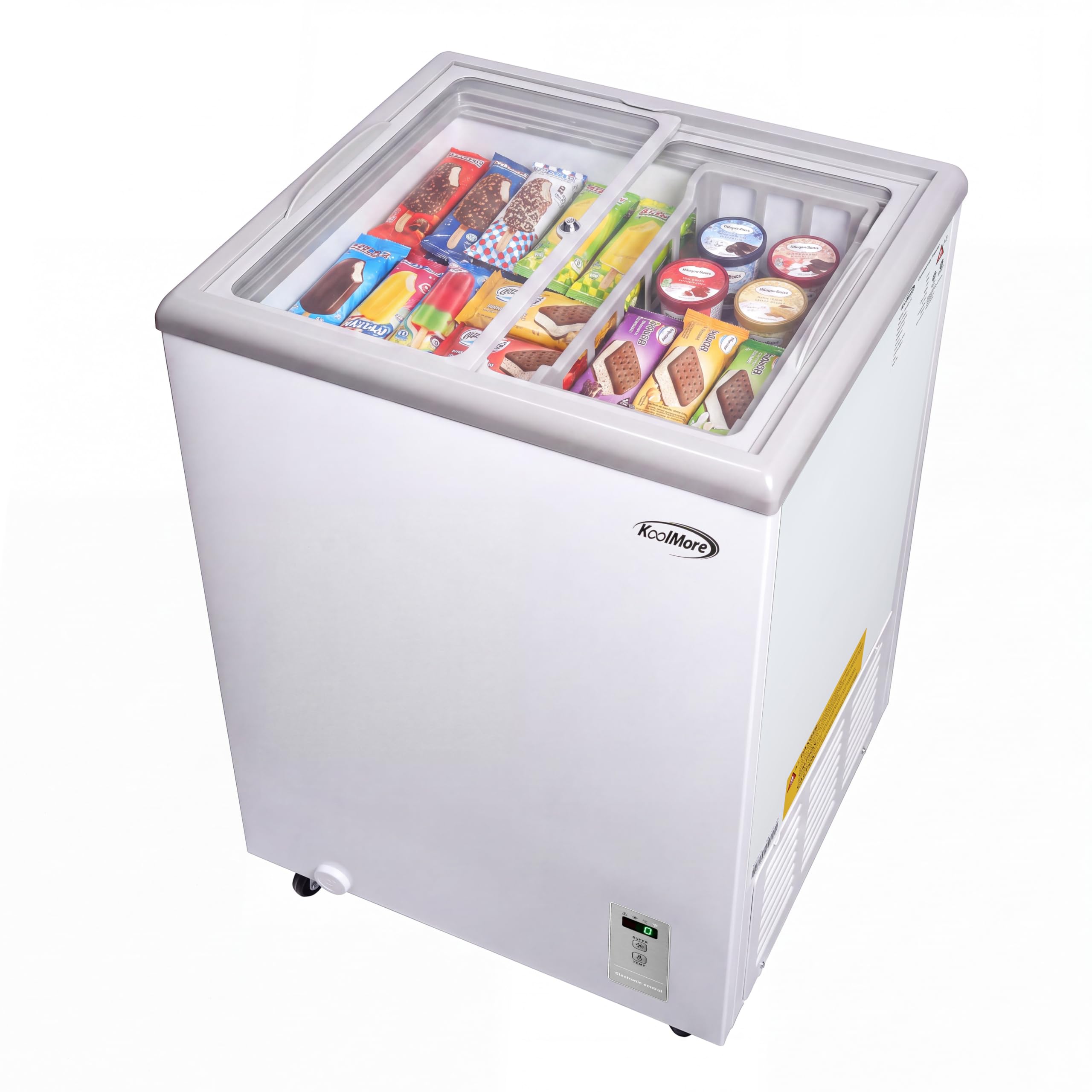 KoolMore 22 in. Commercial Flat Top Ice Cream Display Freezer, NSF Listed, 3.4 Cu. Ft. in White