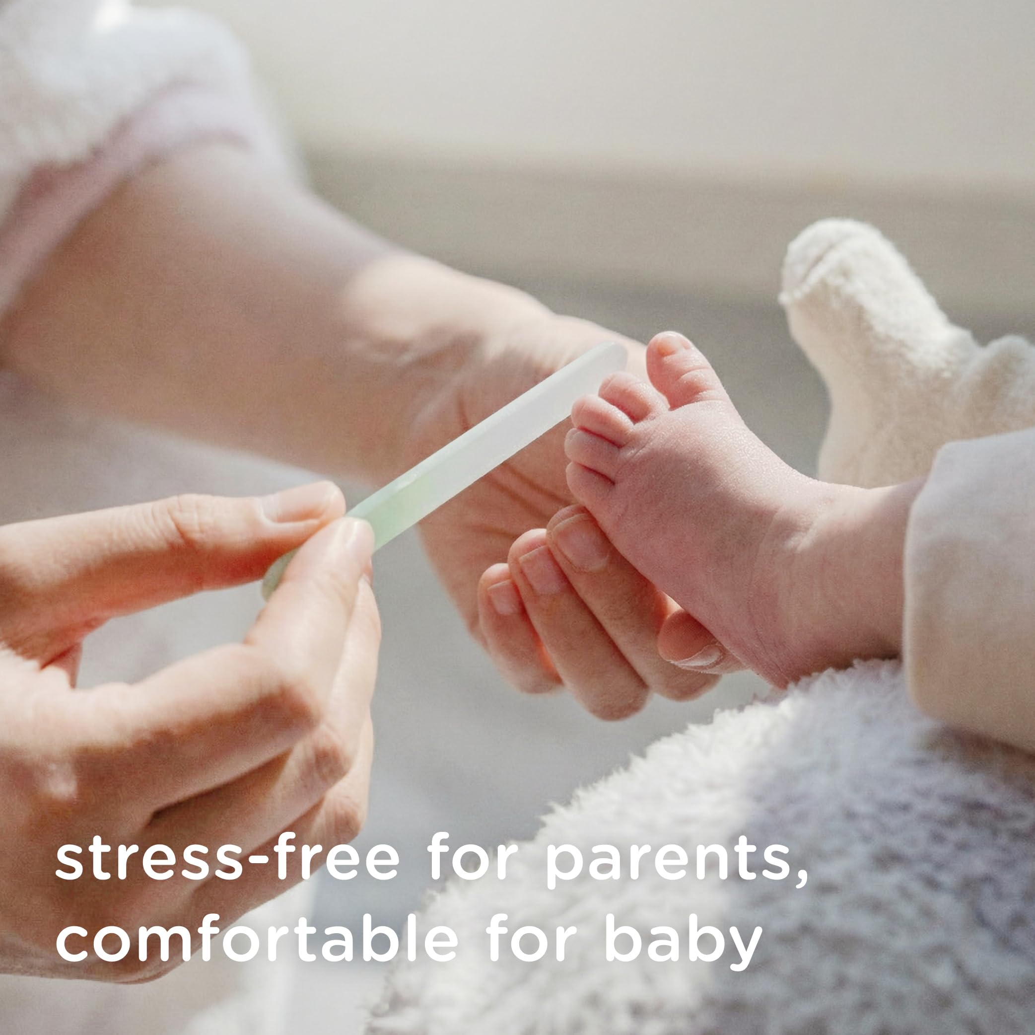 Olababy Glas-Nagelfeile für Neugeborene und Säuglinge, 2 Stück, Minzgrün, sichere Glas-Fingernagelfeile mit Reiseetui